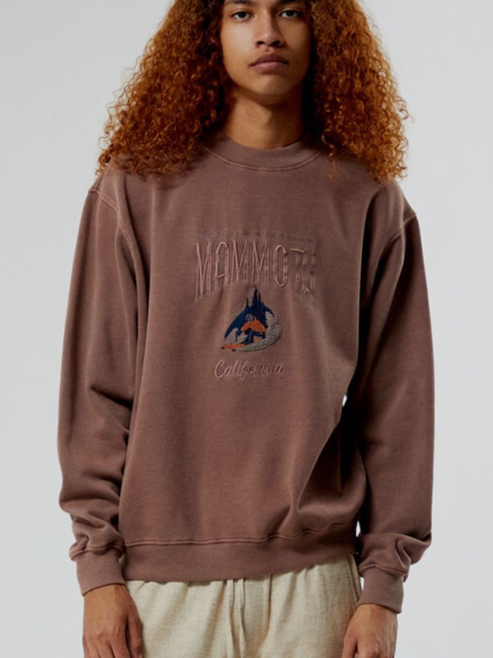 PacSun Men’s Brown Crewneck Sweatshirt with Embroidered Graphic